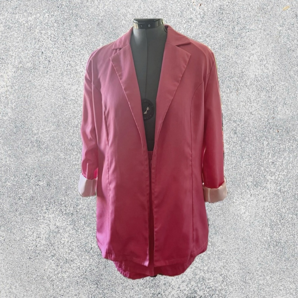 Vibrant Pink Oversized Blazer with Wide Lapels w/ Matching Shorts Size 12
